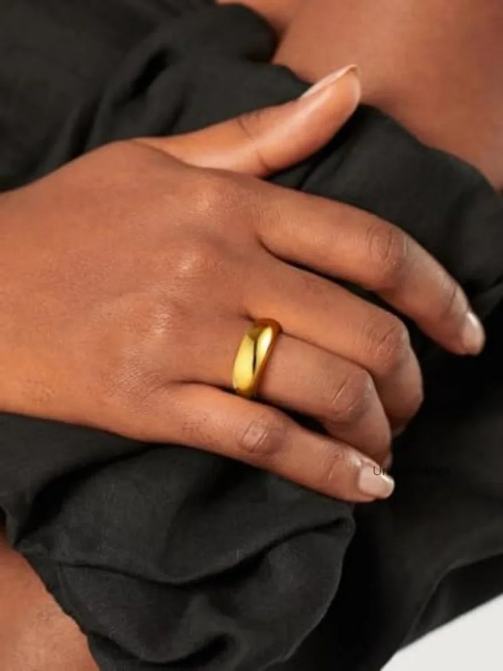 Chunky Gold Dome Ring, 18K Gold Plated Stainless Steel Statement Ring for Women